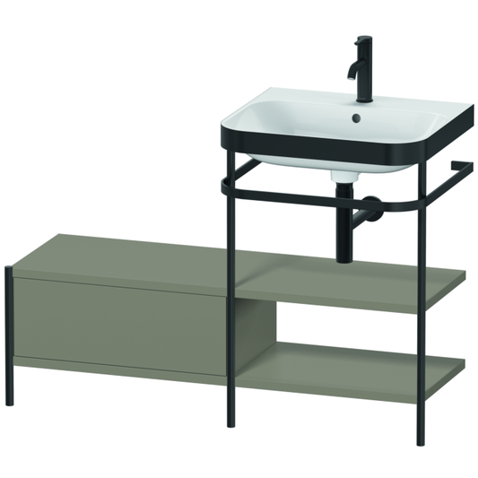 Duravit Happy D.2 Plus 47" x 33" x 19" Stone Gray Finish, C-Bonded Vanity Kit With Sink and Metal Console (HP4745O9292)