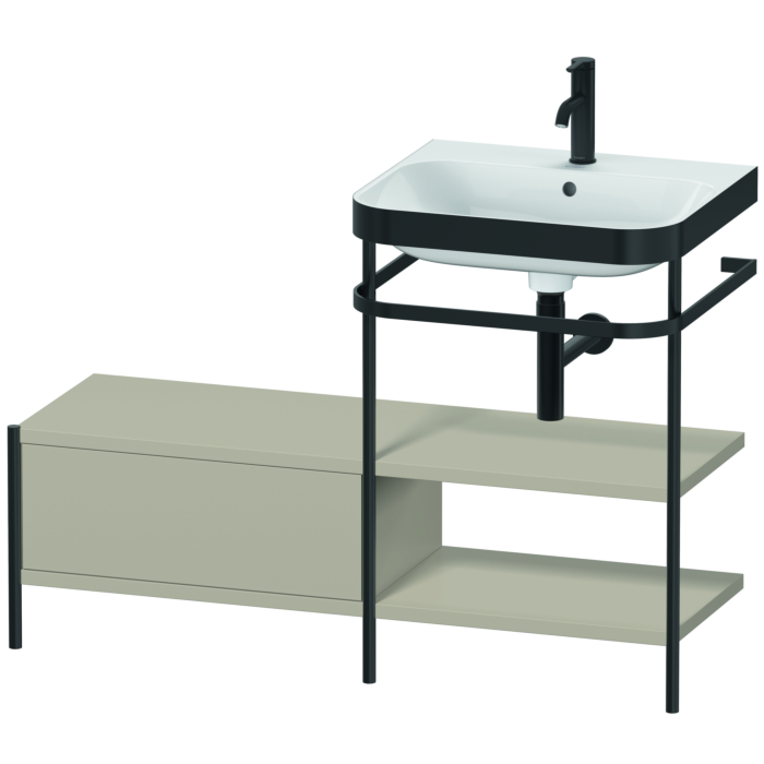Duravit Happy D.2 Plus 47" x 33" x 19" Taupe Finish, C-Bonded Vanity Kit With Sink and Metal Console (HP4745O6060)