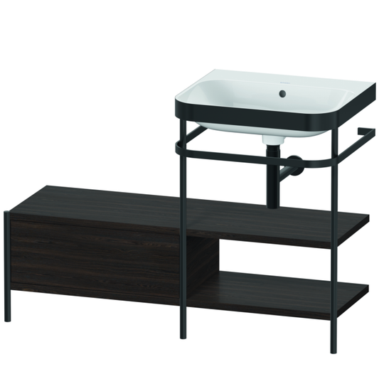 Duravit Happy D.2 Plus 47" x 33" x 19" Walnut Brushed Finish, C-Bonded Vanity Kit With Sink and Metal Console (HP4745N6969)