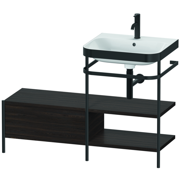 Duravit Happy D.2 Plus 47" x 33" x 19" Walnut Brushed Finish, C-Bonded Vanity Kit With Sink and Metal Console (HP4745O6969)