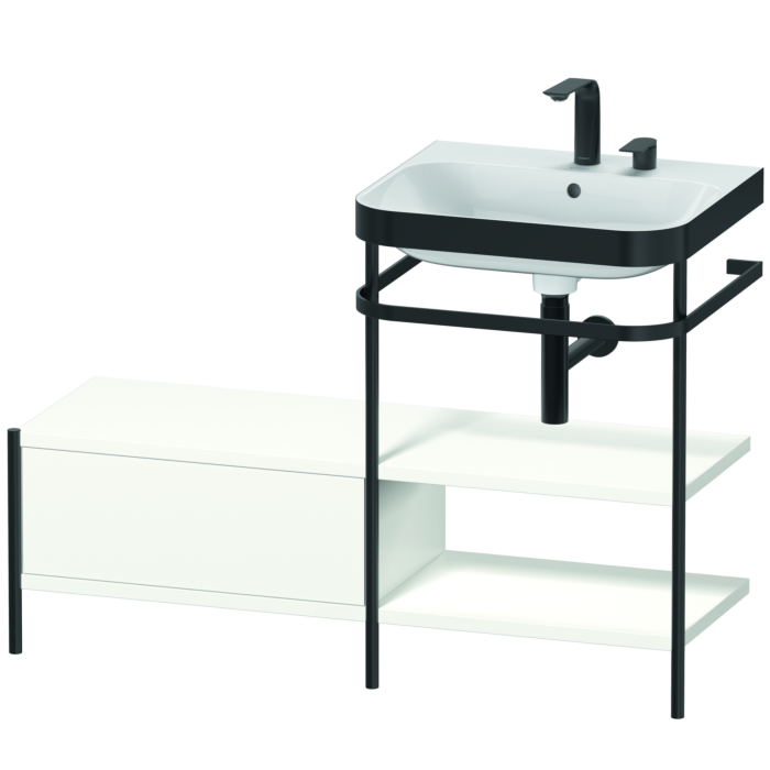 Duravit Happy D.2 Plus 47" x 33" x 19" White Satin Matt Finish, C-Bonded Vanity Kit With Sink and Metal Console (HP4745E3636)