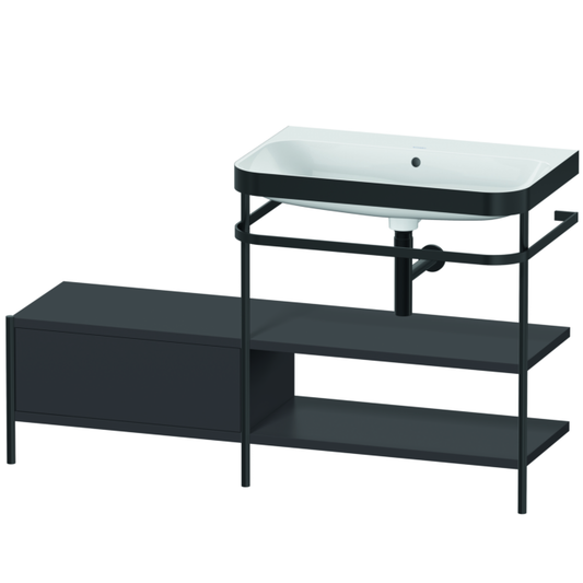 Duravit Happy D.2 Plus 55" x 33" x 19" Graphite Finish, C-Bonded Vanity Kit With Sink and Metal Console (HP4747N8080)