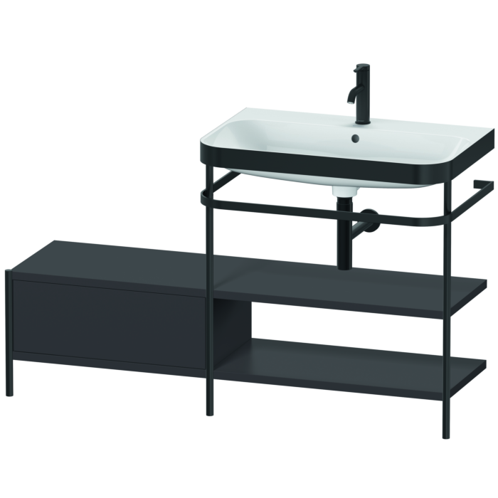 Duravit Happy D.2 Plus 55" x 33" x 19" Graphite Finish, C-Bonded Vanity Kit With Sink and Metal Console (HP4747O8080)