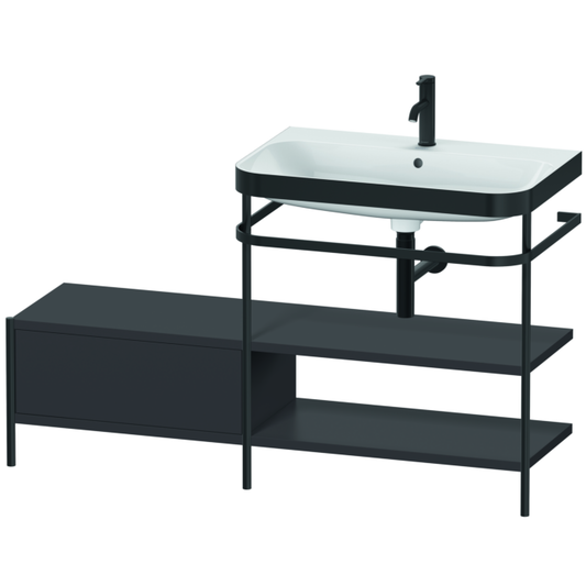 Duravit Happy D.2 Plus 55" x 33" x 19" Graphite Finish, C-Bonded Vanity Kit With Sink and Metal Console (HP4747O8080)