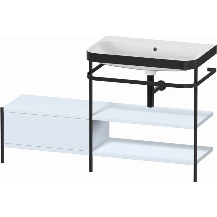 Duravit Happy D.2 Plus 55" x 33" x 19" Light Blue Finish, C-Bonded Vanity Kit With Sink and Metal Console (HP4747N9797)