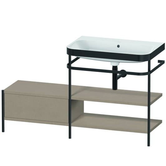 Duravit Happy D.2 Plus 55" x 33" x 19" Linen Finish, C-Bonded Vanity Kit With Sink and Metal Console (HP4747N7575)