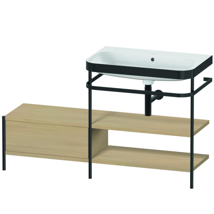 Duravit Happy D.2 Plus 55" x 33" x 19" Mediterranean Oak Finish, C-Bonded Vanity Kit With Sink and Metal Console (HP4747N7171)