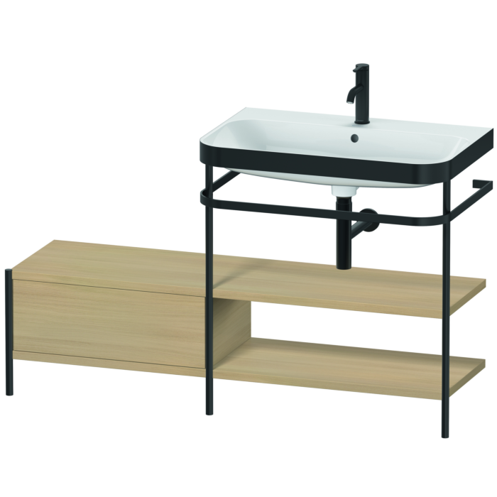 Duravit Happy D.2 Plus 55" x 33" x 19" Mediterranean Oak Finish, C-Bonded Vanity Kit With Sink and Metal Console (HP4747O7171)