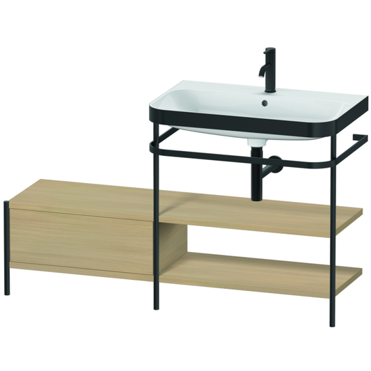 Duravit Happy D.2 Plus 55" x 33" x 19" Mediterranean Oak Finish, C-Bonded Vanity Kit With Sink and Metal Console (HP4747O7171)