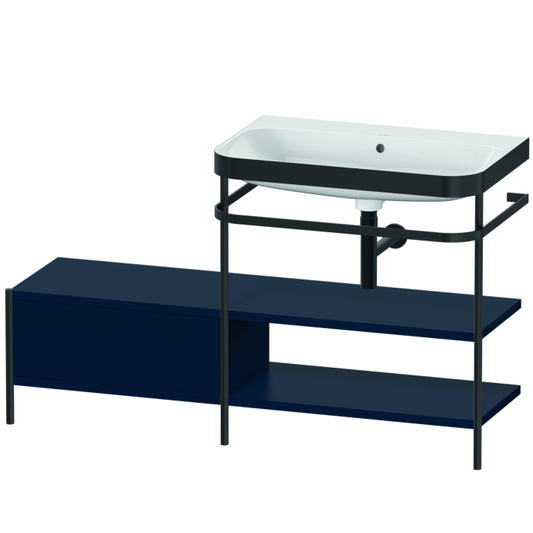 Duravit Happy D.2 Plus 55" x 33" x 19" Midnight Blue Finish, C-Bonded Vanity Kit With Sink and Metal Console (HP4747N9898)
