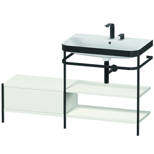 Duravit Happy D.2 Plus 55" x 33" x 19" Nordic White Finish, C-Bonded Vanity Kit With Sink and Metal Console (HP4747E3939)