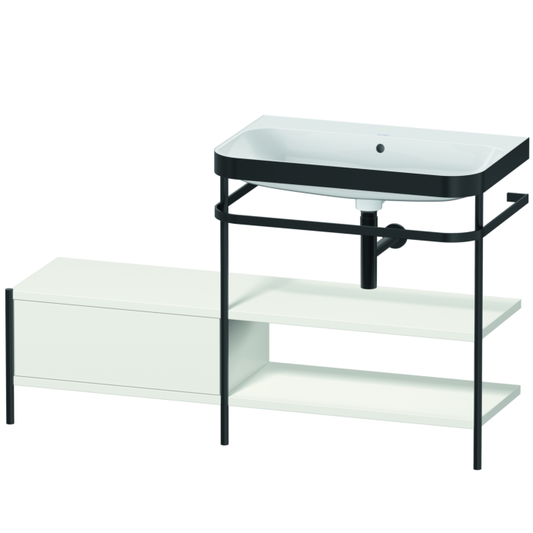 Duravit Happy D.2 Plus 55" x 33" x 19" Nordic White Finish, C-Bonded Vanity Kit With Sink and Metal Console (HP4747N3939)