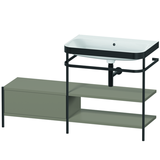 Duravit Happy D.2 Plus 55" x 33" x 19" Stone Gray Finish, C-Bonded Vanity Kit With Sink and Metal Console (HP4747N9292)