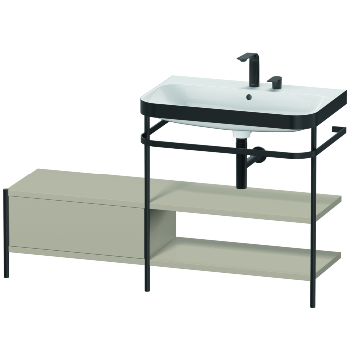 Duravit Happy D.2 Plus 55" x 33" x 19" Taupe Finish, C-Bonded Vanity Kit With Sink and Metal Console (HP4747E6060)