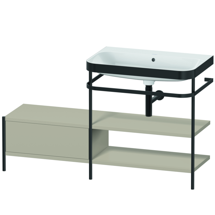 Duravit Happy D.2 Plus 55" x 33" x 19" Taupe Finish, C-Bonded Vanity Kit With Sink and Metal Console (HP4747N6060)