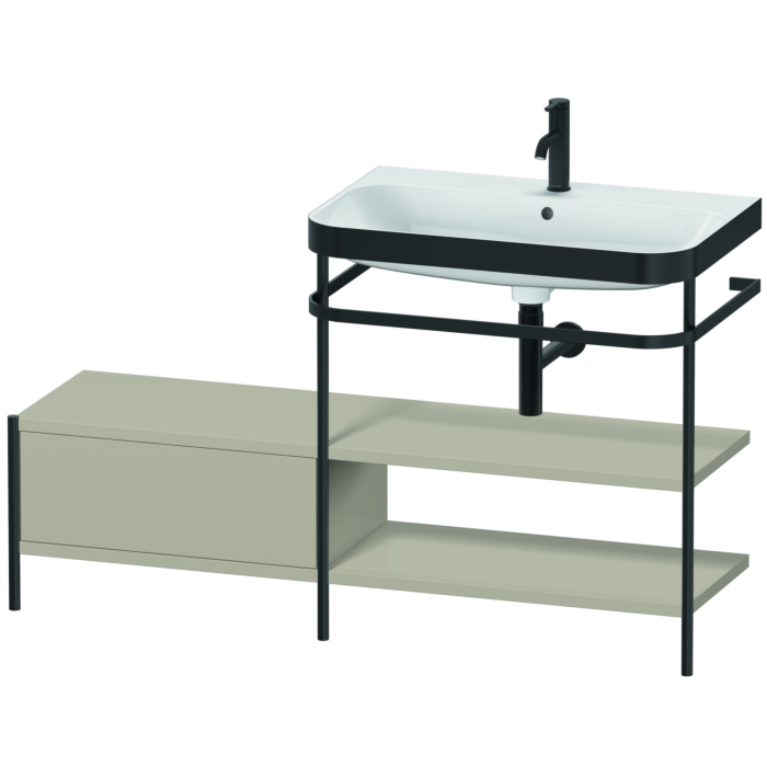 Duravit Happy D.2 Plus 55" x 33" x 19" Taupe Finish, C-Bonded Vanity Kit With Sink and Metal Console (HP4747O6060)