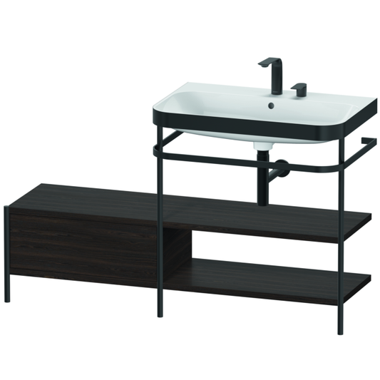 Duravit Happy D.2 Plus 55" x 33" x 19" Walnut Brushed Finish, C-Bonded Vanity Kit With Sink and Metal Console (HP4747E6969)