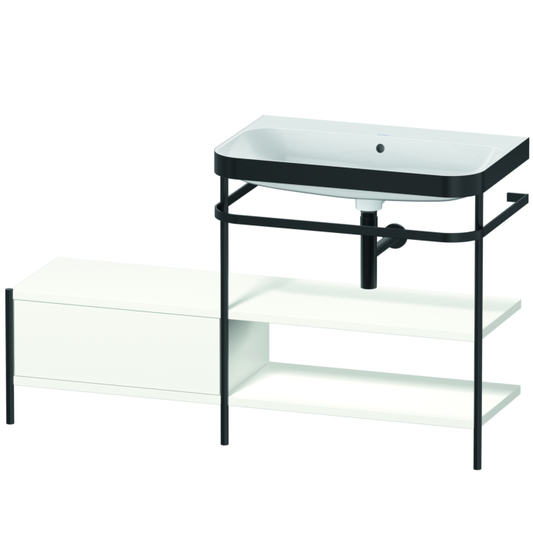 Duravit Happy D.2 Plus 55" x 33" x 19" White Satin Matt Finish, C-Bonded Vanity Kit With Sink and Metal Console (HP4747N3636)