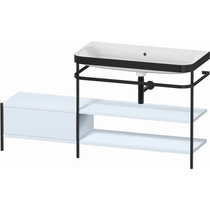 Duravit Happy D.2 Plus 63" x 33" x 19" Light Blue Finish, C-Bonded Vanity Kit With Sink and Metal Console (HP4748N9797)