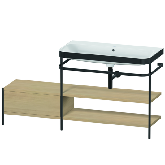 Duravit Happy D.2 Plus 63" x 33" x 19" Mediterranean Oak Finish, C-Bonded Vanity Kit With Sink and Metal Console (HP4748N7171)