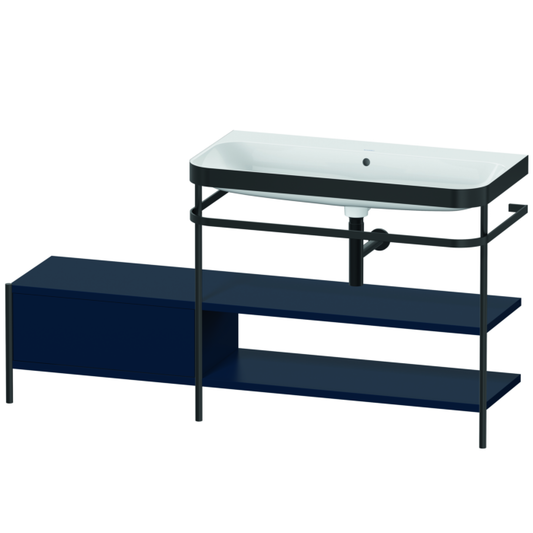 Duravit Happy D.2 Plus 63" x 33" x 19" Midnight Blue Finish, C-Bonded Vanity Kit With Sink and Metal Console (HP4748N9898)