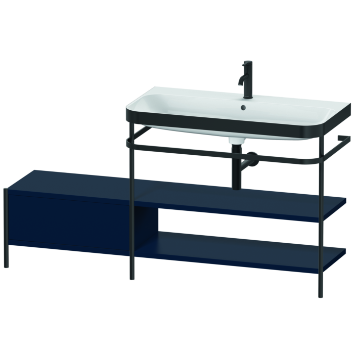 Duravit Happy D.2 Plus 63" x 33" x 19" Midnight Blue Finish, C-Bonded Vanity Kit With Sink and Metal Console (HP4748O9898)