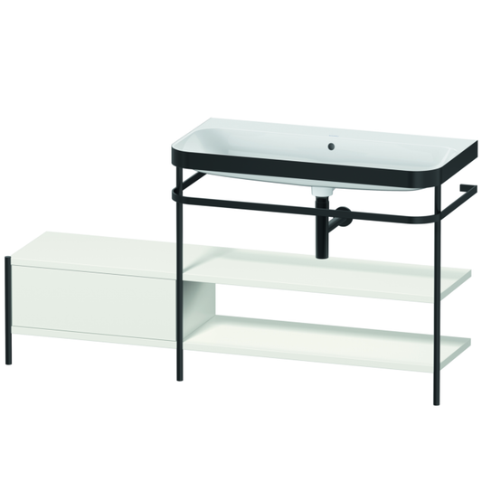 Duravit Happy D.2 Plus 63" x 33" x 19" Nordic White Finish, C-Bonded Vanity Kit With Sink and Metal Console (HP4748N3939)