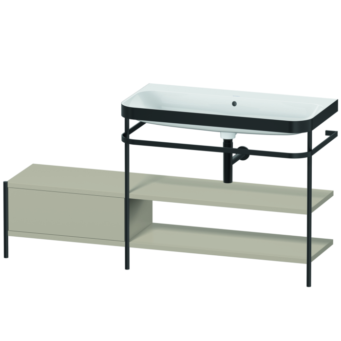 Duravit Happy D.2 Plus 63" x 33" x 19" Taupe Finish, C-Bonded Vanity Kit With Sink and Metal Console (HP4748N6060)