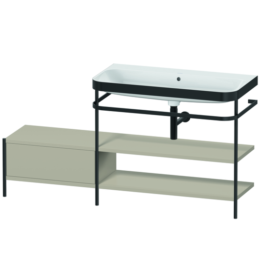 Duravit Happy D.2 Plus 63" x 33" x 19" Taupe Finish, C-Bonded Vanity Kit With Sink and Metal Console (HP4748N6060)