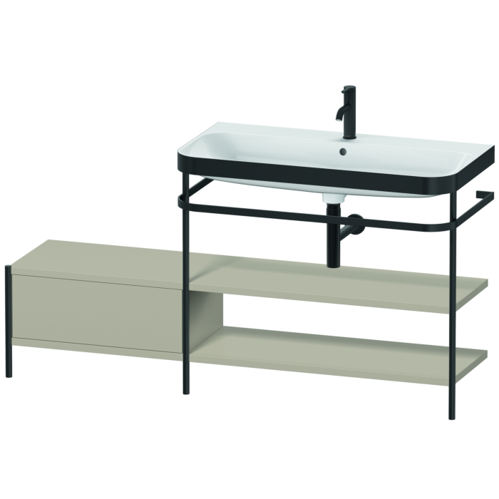 Duravit Happy D.2 Plus 63" x 33" x 19" Taupe Finish, C-Bonded Vanity Kit With Sink and Metal Console (HP4748O6060)