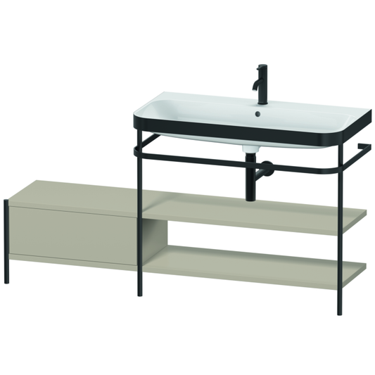 Duravit Happy D.2 Plus 63" x 33" x 19" Taupe Finish, C-Bonded Vanity Kit With Sink and Metal Console (HP4748O6060)