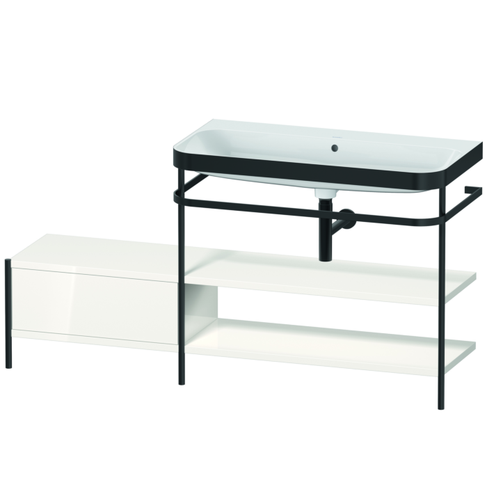 Duravit Happy D.2 Plus 63" x 33" x 19" White High Gloss Finish, C-Bonded Vanity Kit With Sink and Metal Console (HP4748N2222)