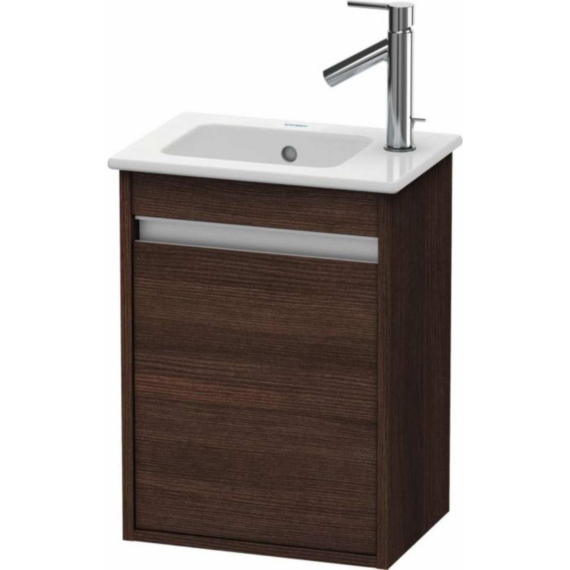 Duravit Ketho 16" x 22" x 11" Wall-Mount Vanity Unit With Left Hinge One Door Cabinet in Chestnut Dark