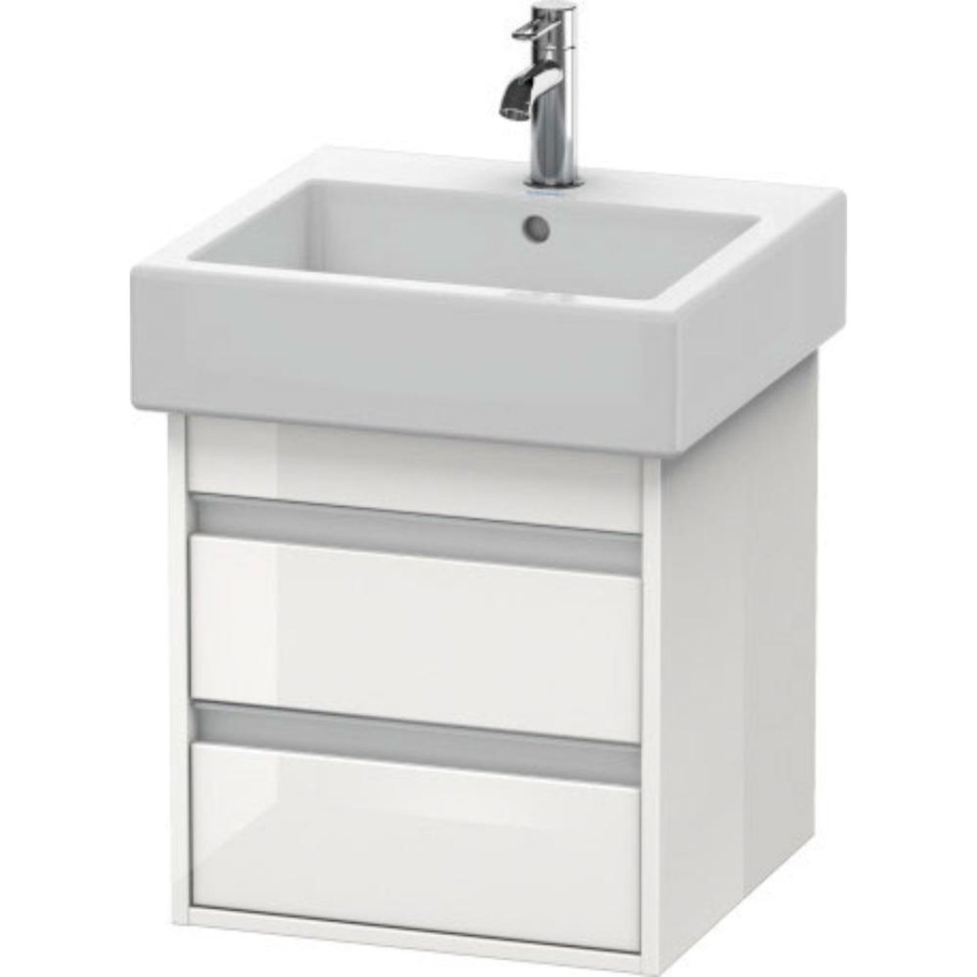 Duravit Ketho 18" x 19" x 17" Two Drawer Wall-Mount Vanity Unit in White High Gloss (KT663502222)