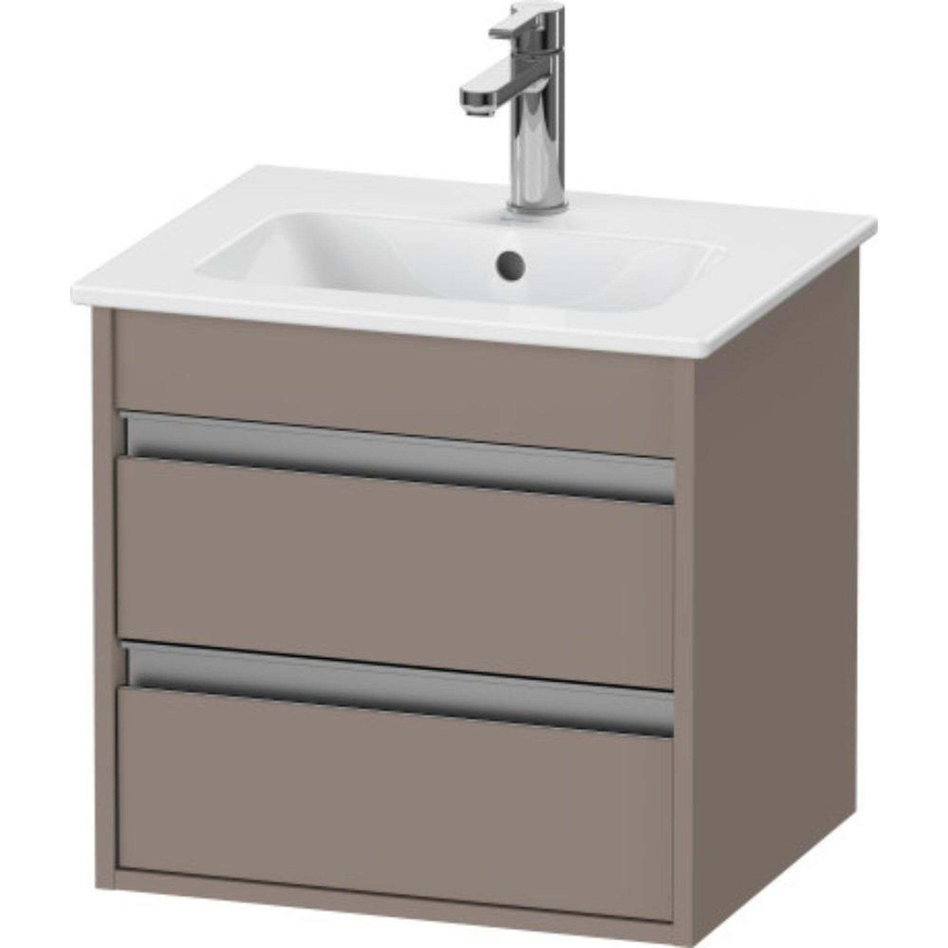 Duravit Ketho 20" x 19" x 16" Two Drawer Wall-Mount Vanity Unit in Basalt Matt