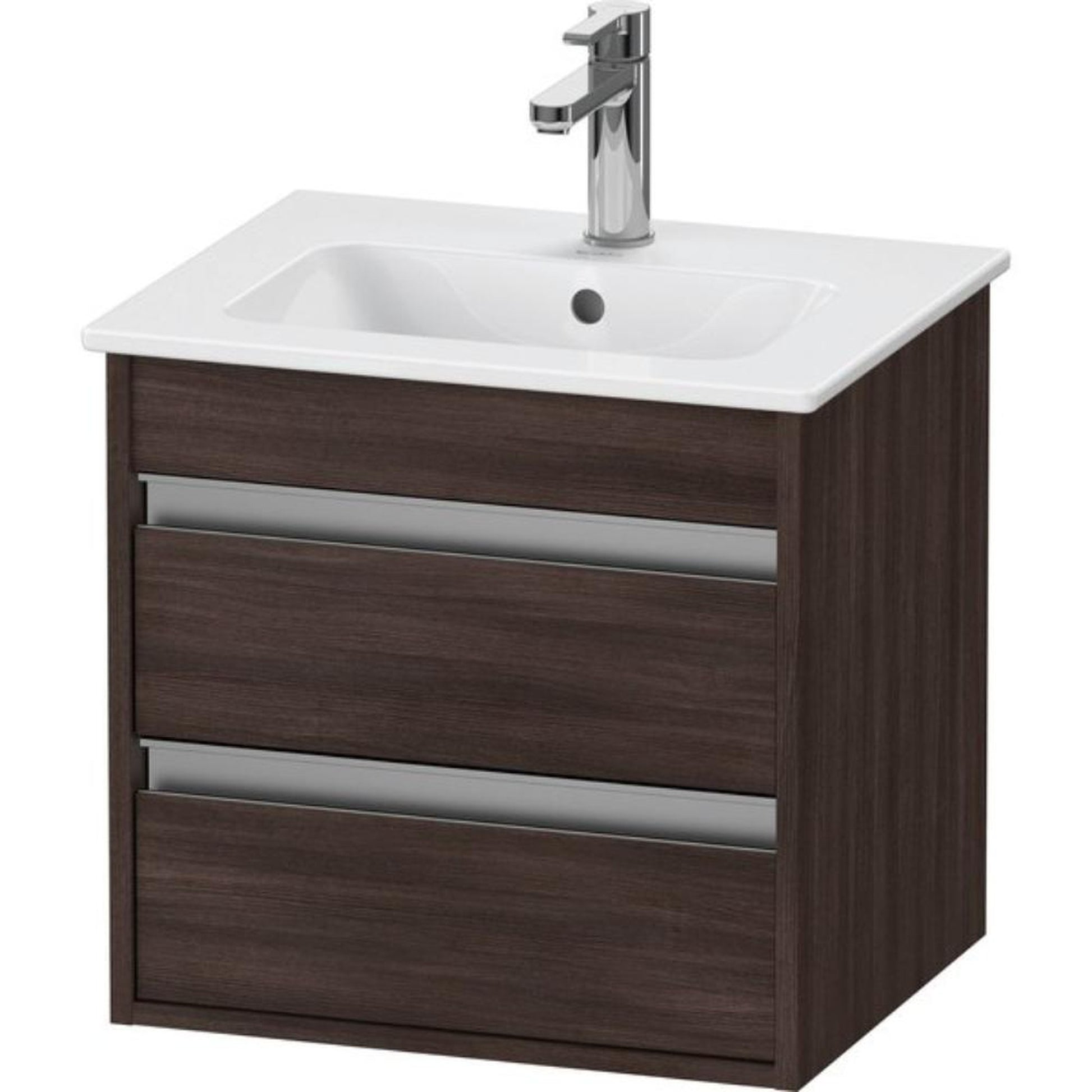 Duravit Ketho 20" x 19" x 16" Two Drawer Wall-Mount Vanity Unit in Chestnut Dark