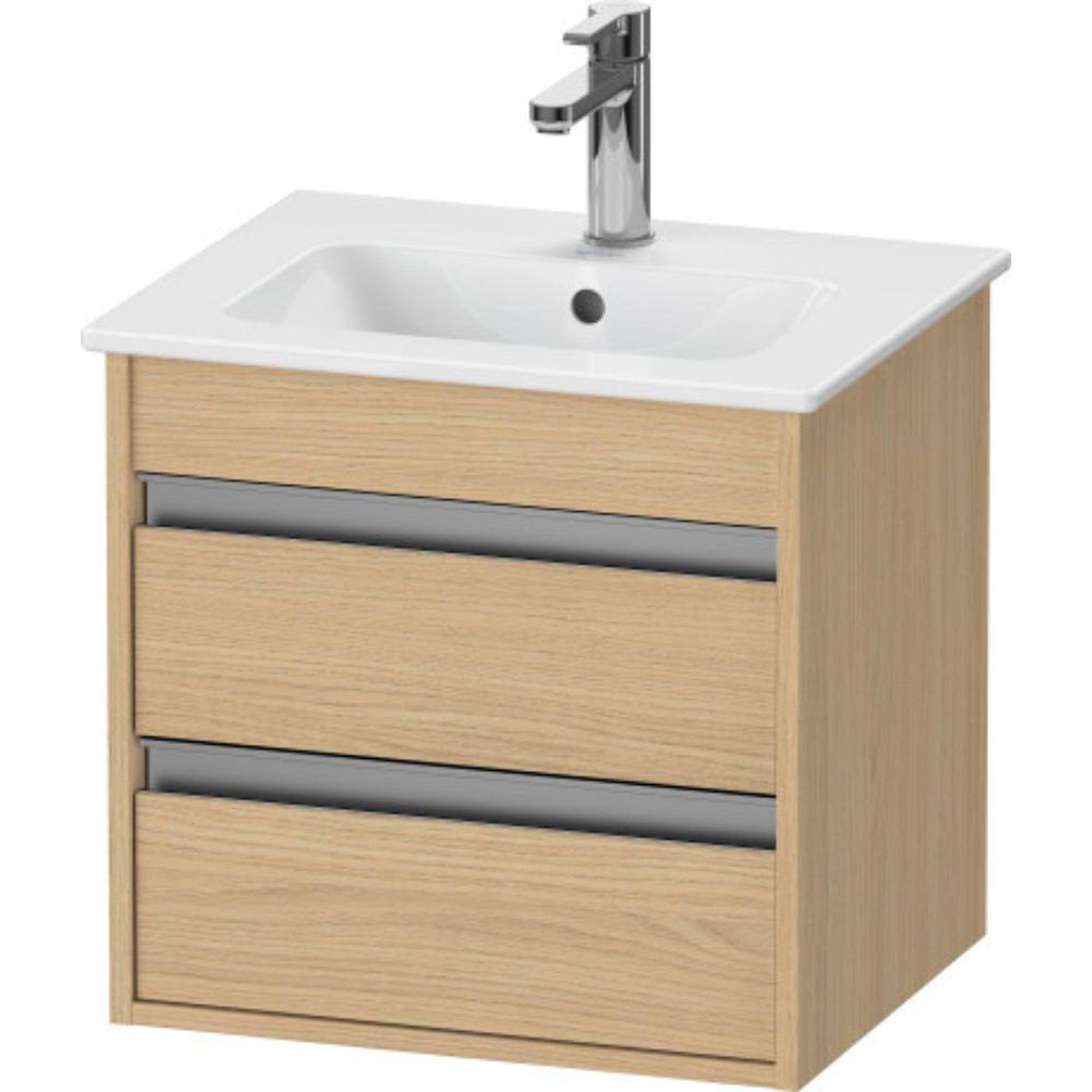Duravit Ketho 20" x 19" x 16" Two Drawer Wall-Mount Vanity Unit in Natural Oak