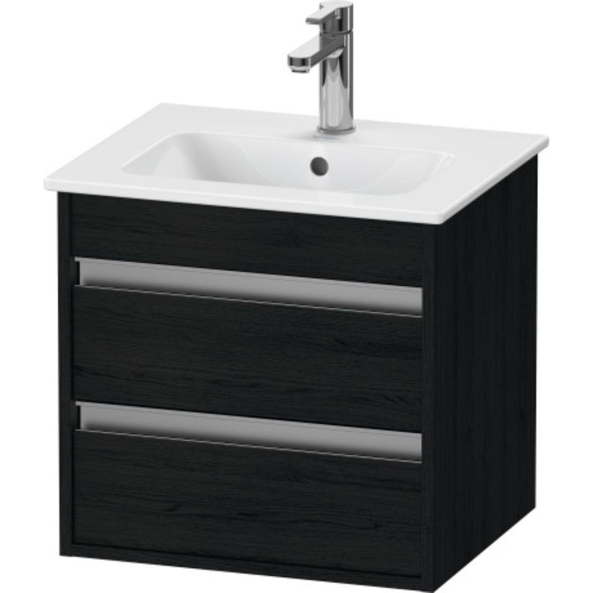 Duravit Ketho 20" x 19" x 16" Two Drawer Wall-Mount Vanity Unit in Oak Black