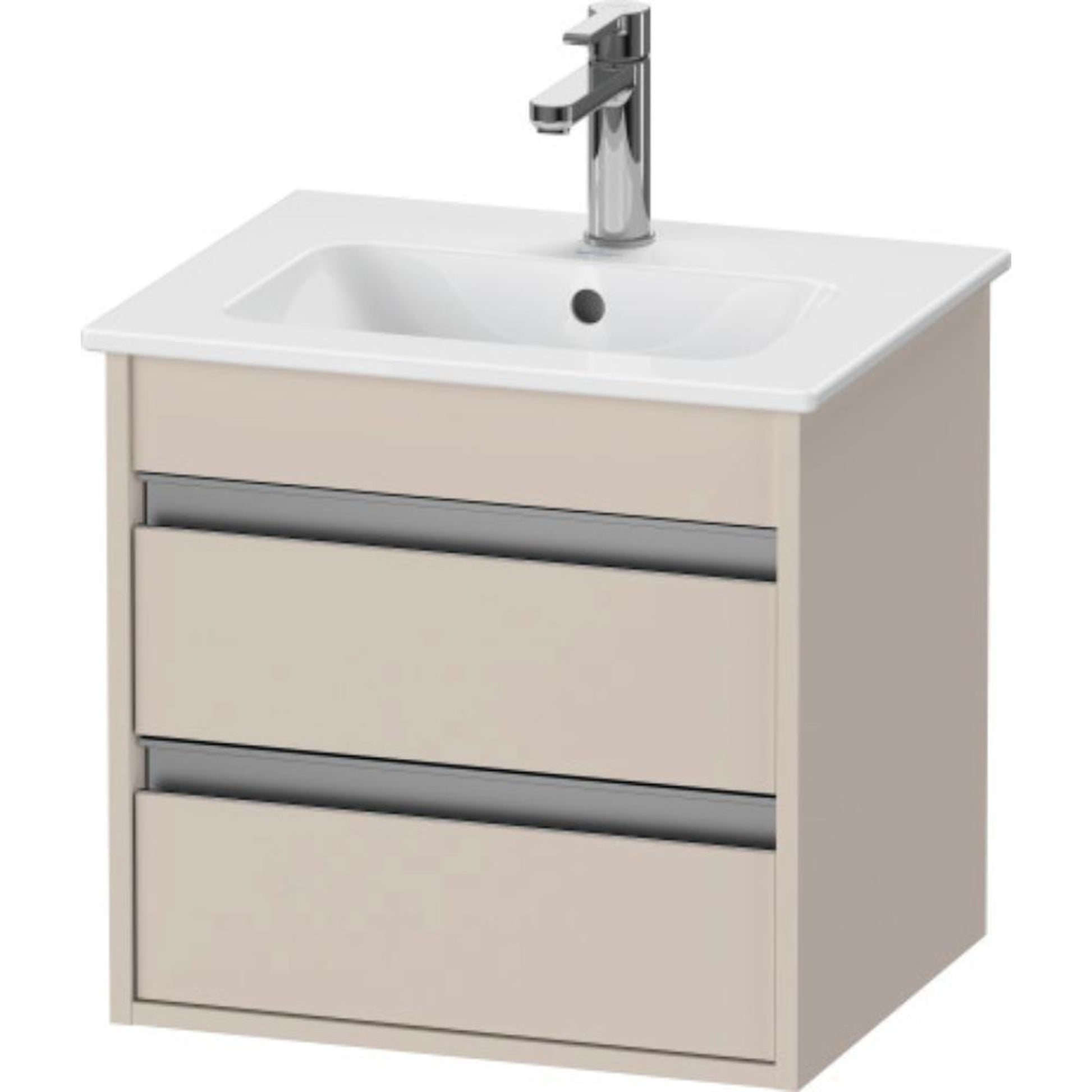 Duravit Ketho 20" x 19" x 16" Two Drawer Wall-Mount Vanity Unit in Taupe Matt