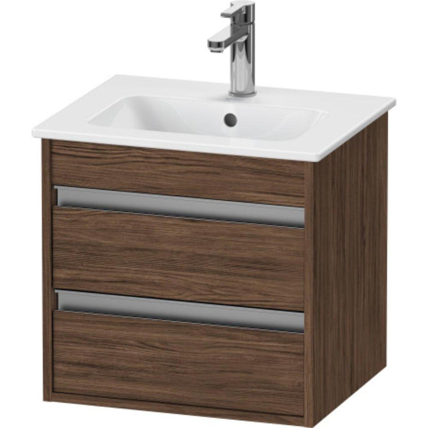 Duravit Ketho 20" x 19" x 16" Two Drawer Wall-Mount Vanity Unit in Walnut Dark