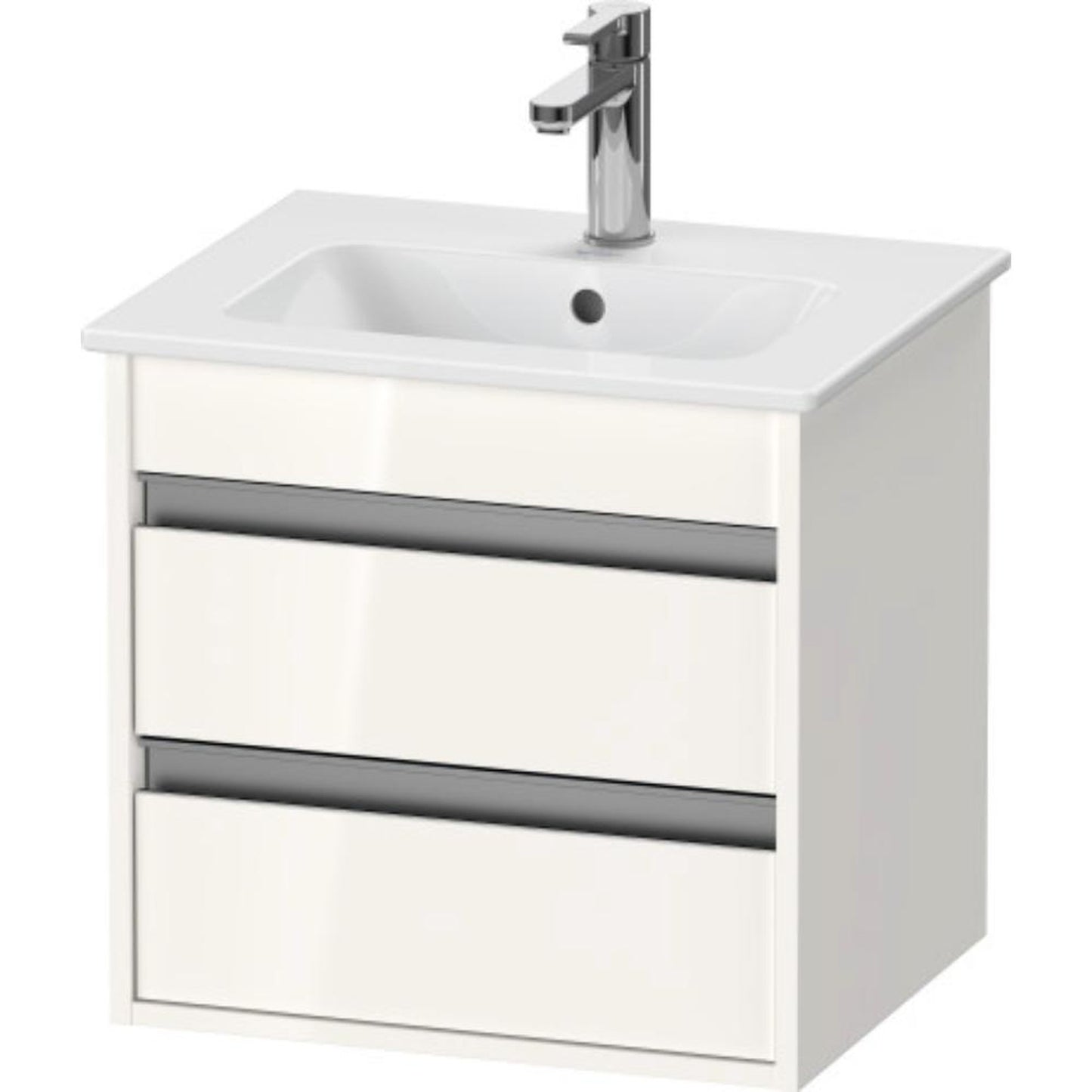 Duravit Ketho 20" x 19" x 16" Two Drawer Wall-Mount Vanity Unit in White High Gloss