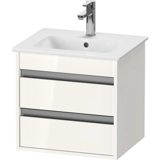 Duravit Ketho 20" x 19" x 16" Two Drawer Wall-Mount Vanity Unit in White High Gloss