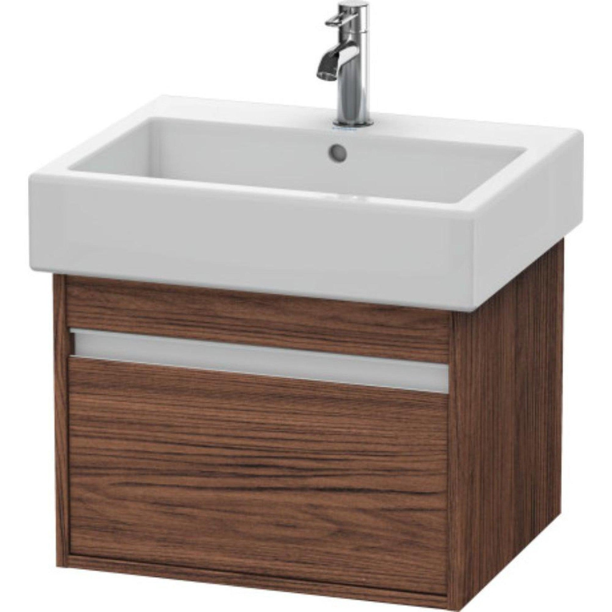 Duravit Ketho 22" x 16" x 17" Wall-Mount Vanity Unit in Walnut Dark (KT668602121)