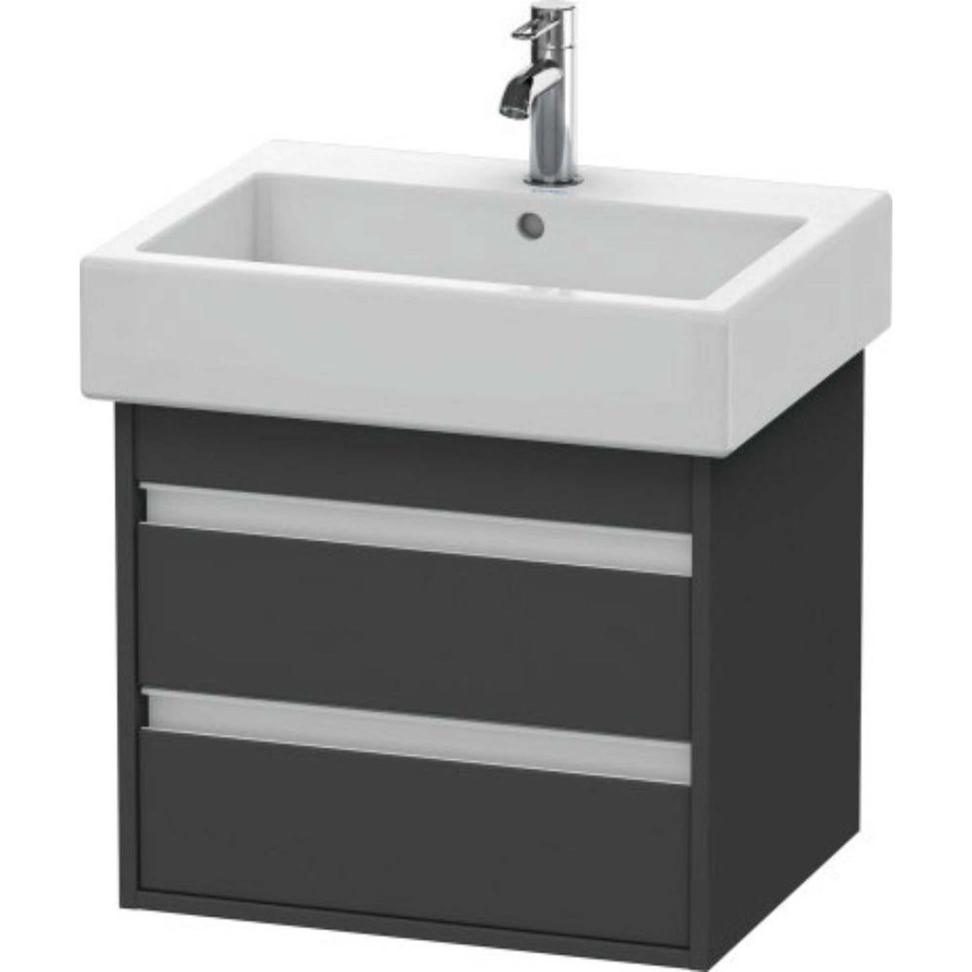 Duravit Ketho 22" x 19" x 17" Two Drawer Wall-Mount Vanity Unit in Graphite Matt (KT663604949)