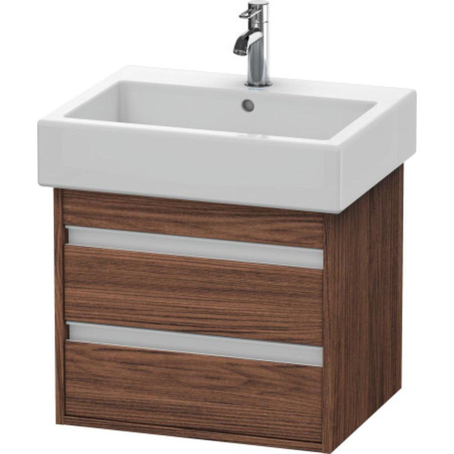 Duravit Ketho 22" x 19" x 17" Two Drawer Wall-Mount Vanity Unit in Walnut Dark (KT663602121)