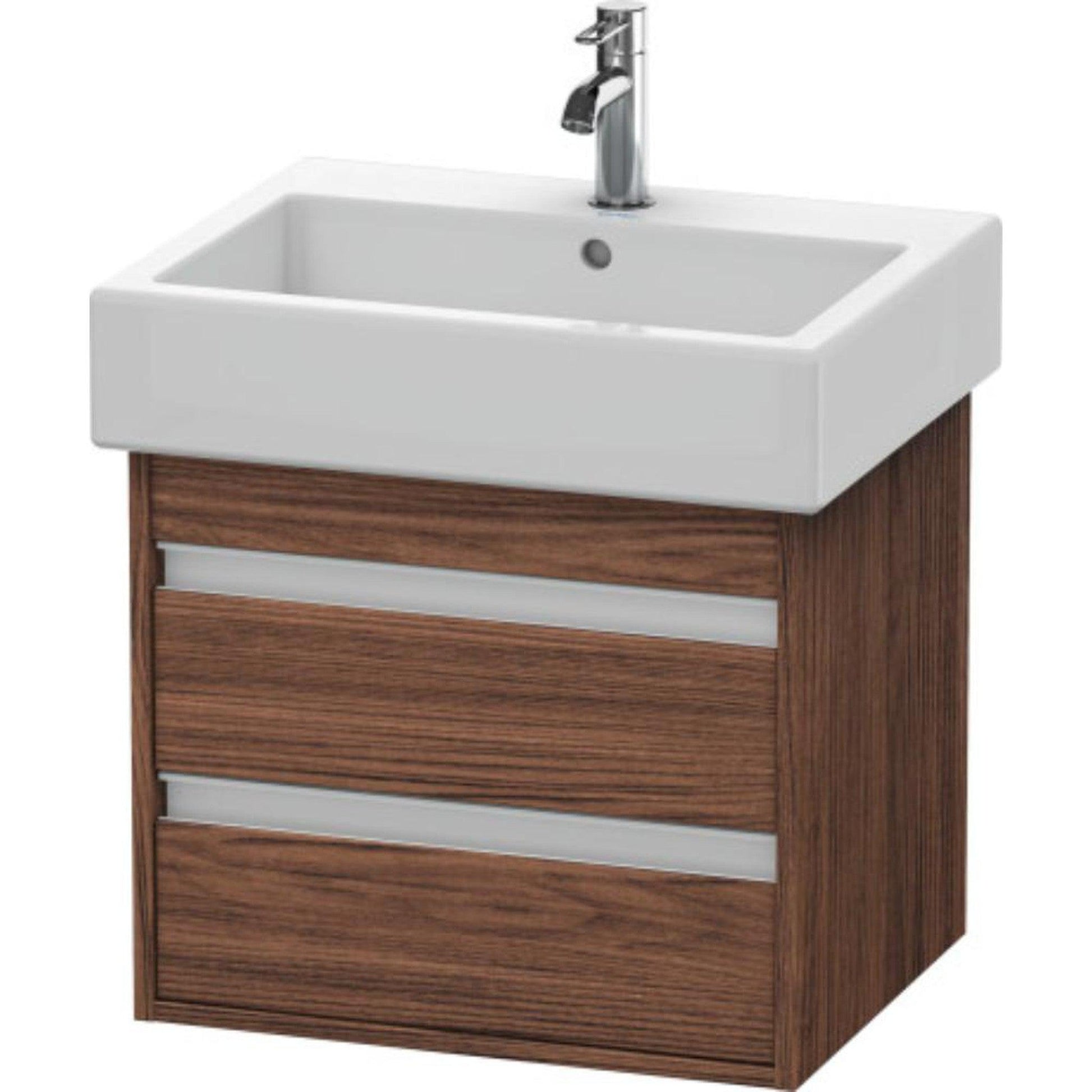 Duravit Ketho 22" x 19" x 17" Two Drawer Wall-Mount Vanity Unit in Walnut Dark (KT663602121)