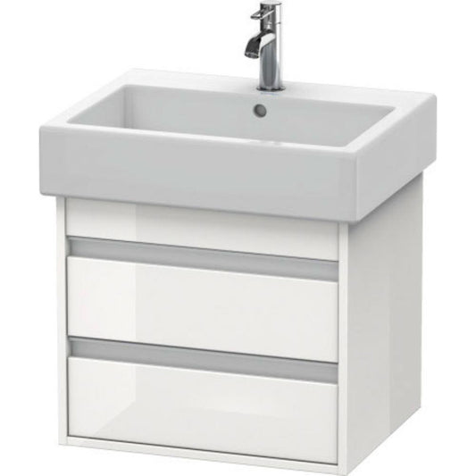 Duravit Ketho 22" x 19" x 17" Two Drawer Wall-Mount Vanity Unit in White High Gloss (KT663602222)
