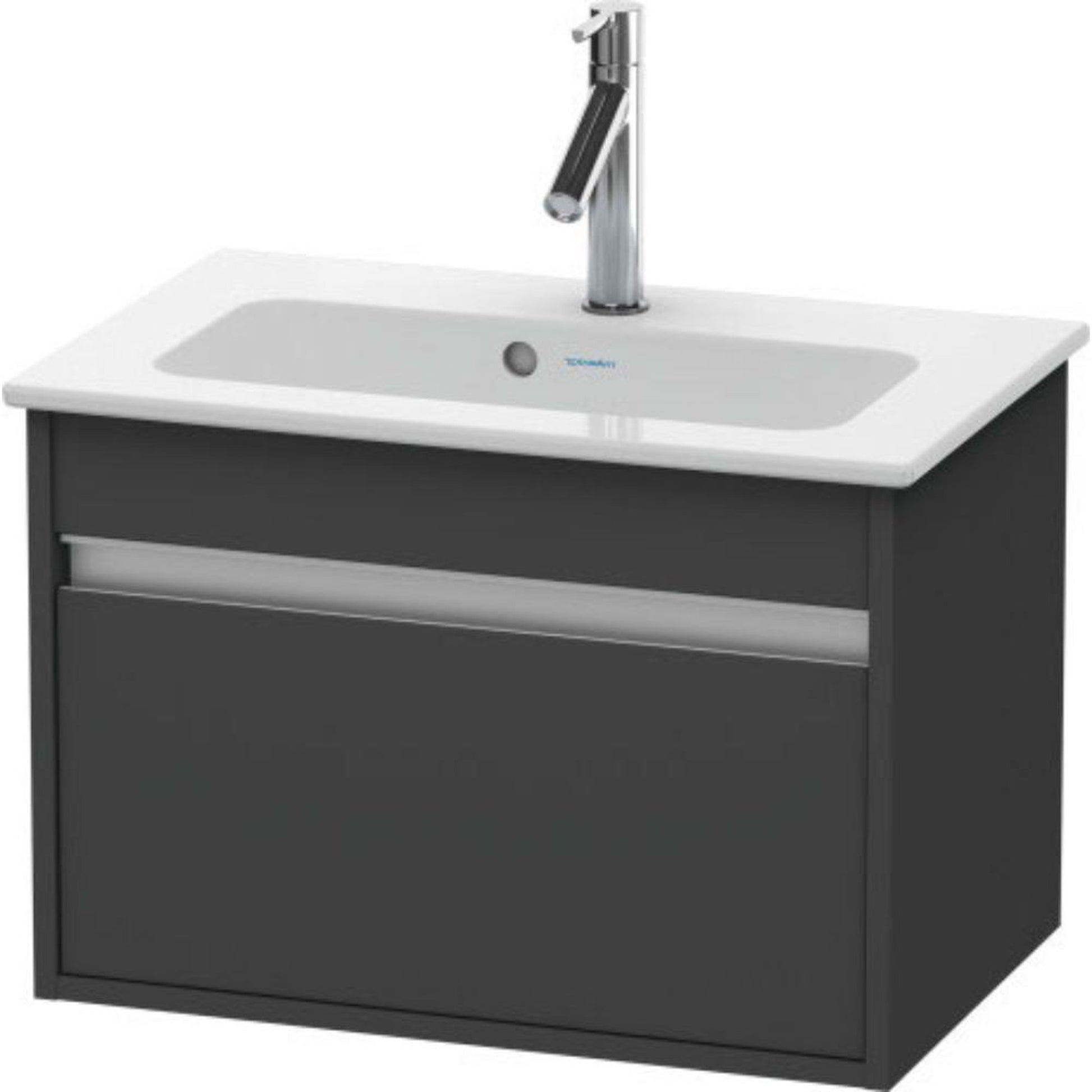 Duravit Ketho 24" x 16" x 15" One Drawer Wall-Mount Vanity Unit in Graphite Matt