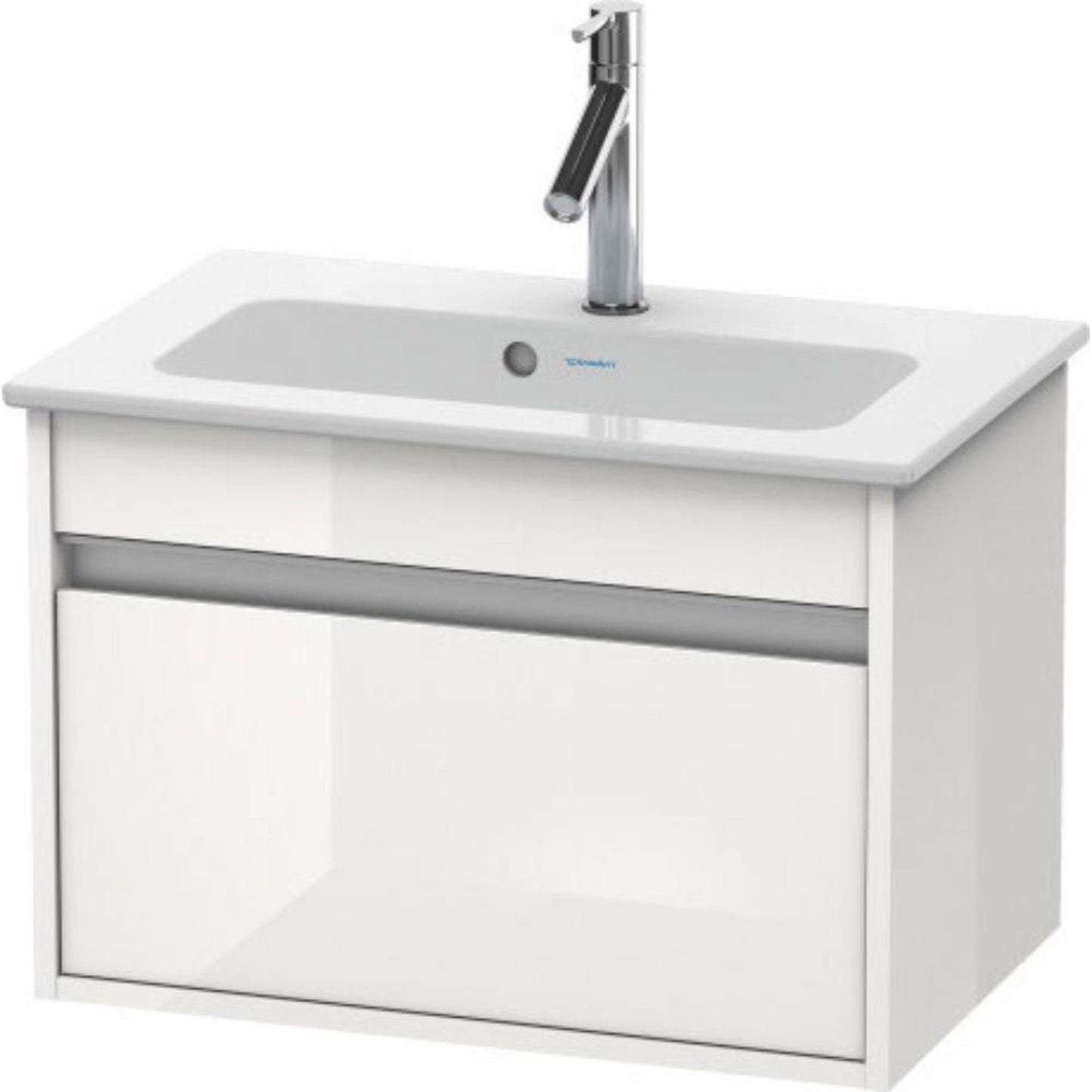 Duravit Ketho 24" x 16" x 15" One Drawer Wall-Mount Vanity Unit in White High Gloss