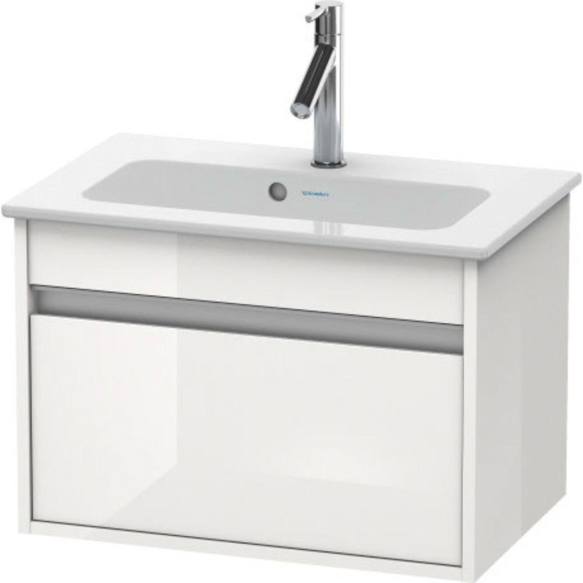 Duravit Ketho 24" x 16" x 15" One Drawer Wall-Mount Vanity Unit in White High Gloss